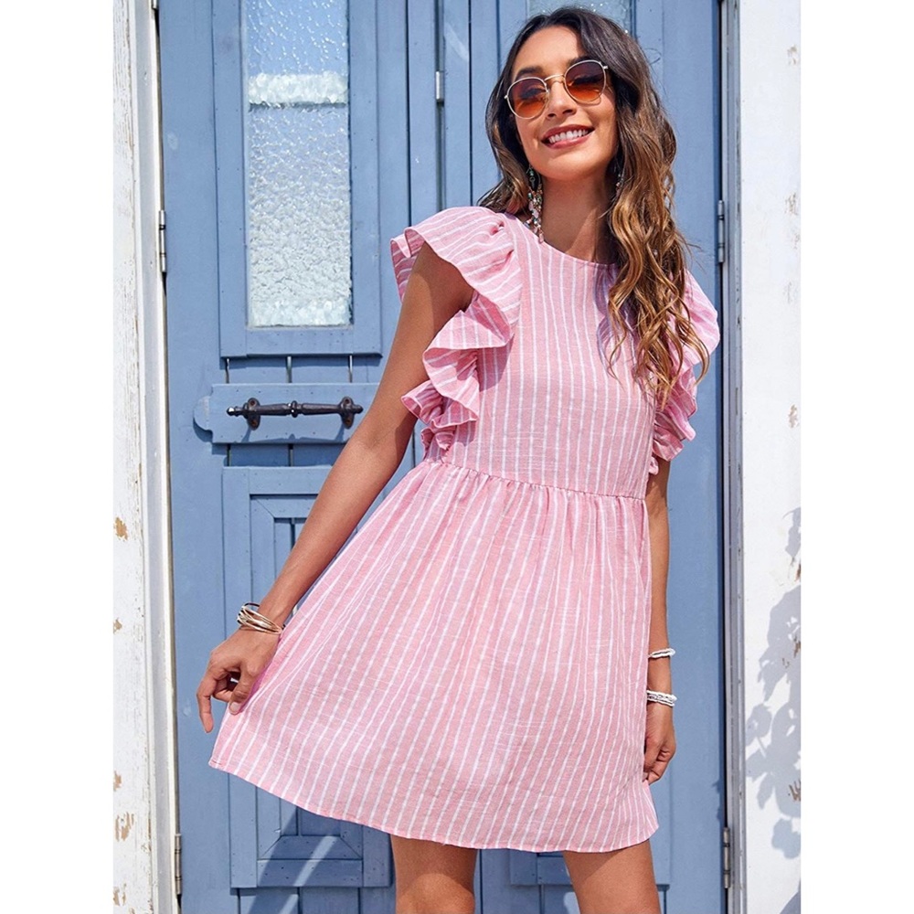 Pink Short Sleeve Summer Dress